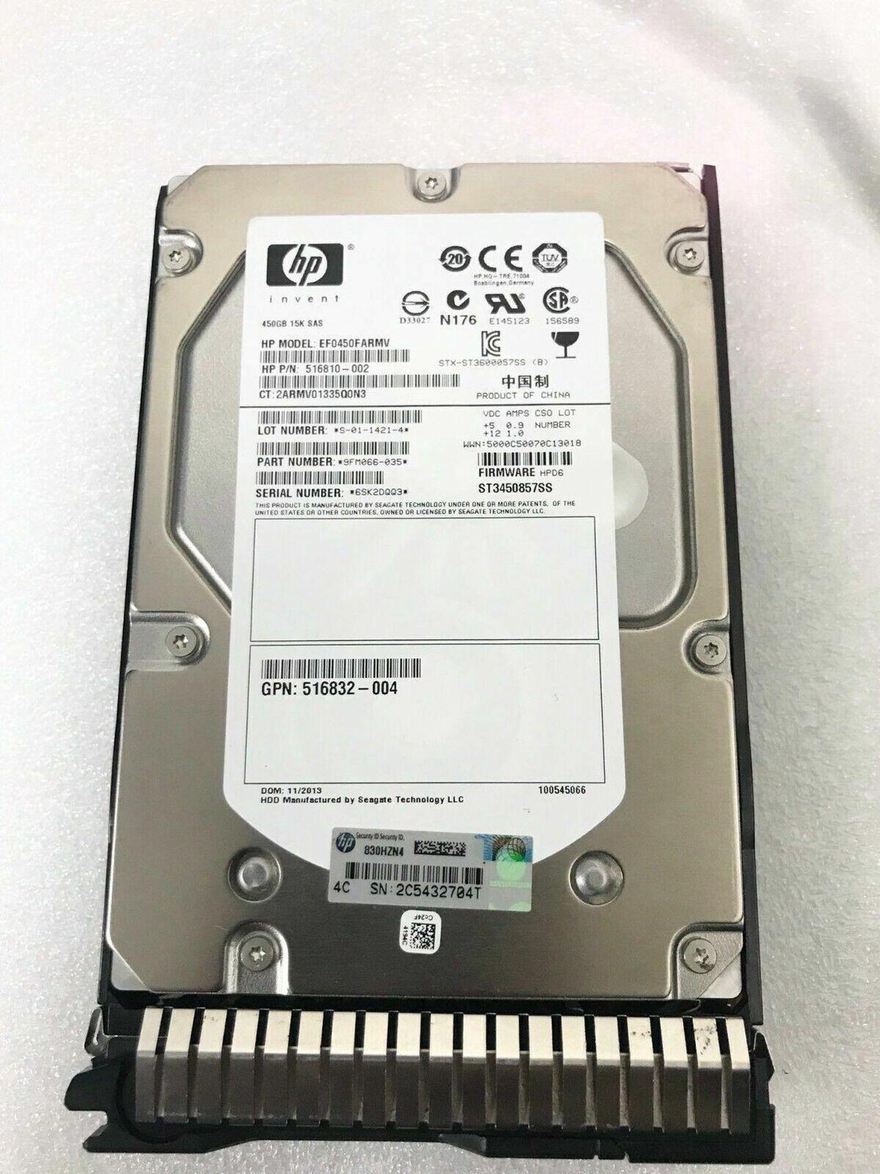 For HP 652615-B21 G8 G9 server hard disk 450G 15K SAS 3.5 653951-001