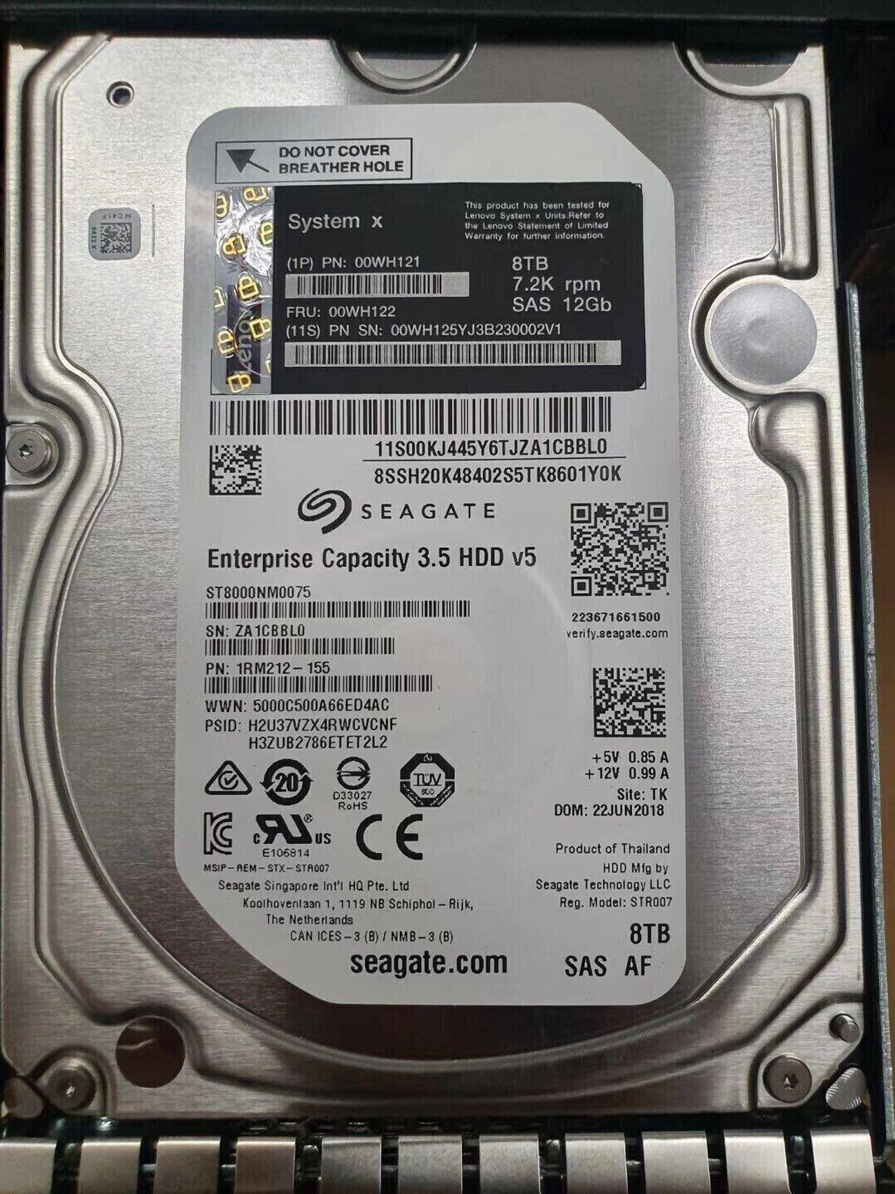 For LENOVO 00WH121 00WH122 8TB 7.2K 3.5" SAS 12Gbps NL 512e G2HS HDD Hard Drive