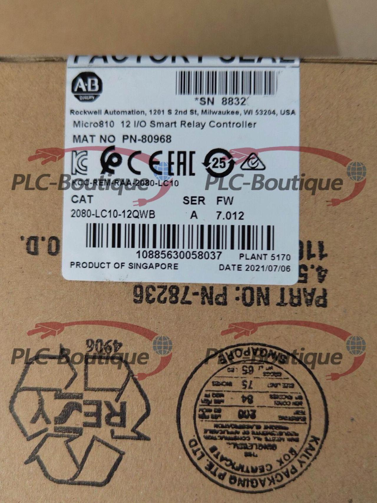 2022-2023 New In Box Allen-Bradley 2080-LC10-12QWB One-year warranty