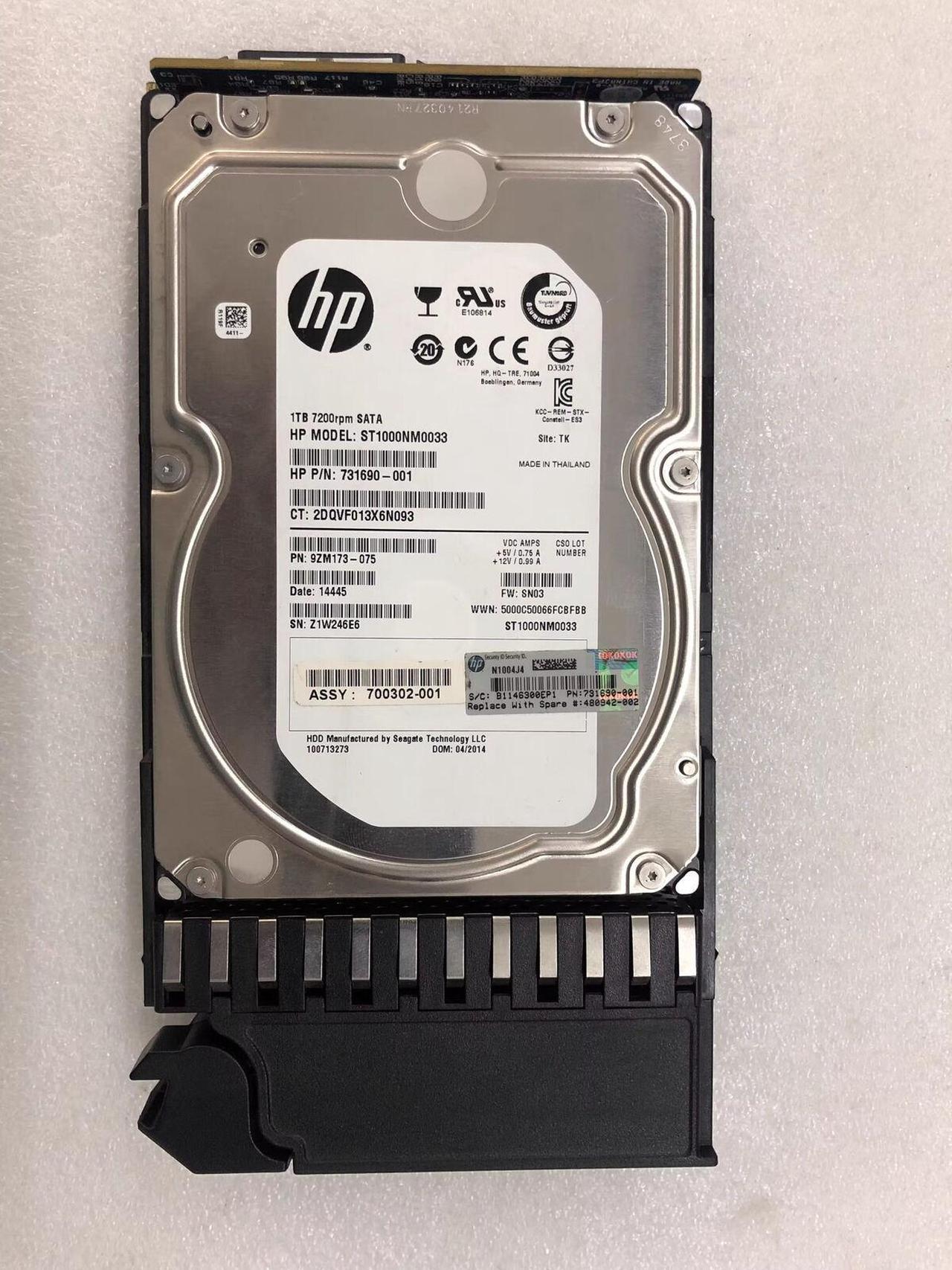 For HP AJ740A 487442-001 469622-001 1TB 7.2K SATA 3.5" dp hard drive 480942-001