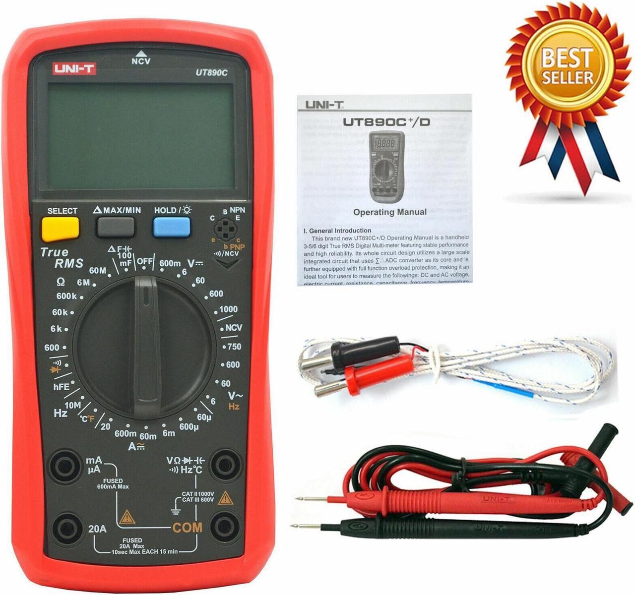 UNI-T UT890C Digital LCD Multimeter AC DC LCD Backlight Automotive Temperatur K