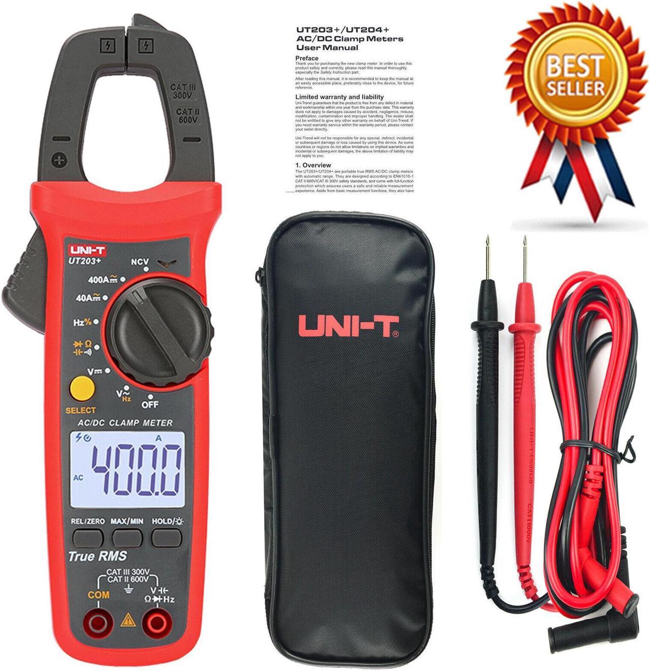 UNI-T UT203+ Digital Handheld Clamp Meter AC DC Current Tester 400-600A,True Kd