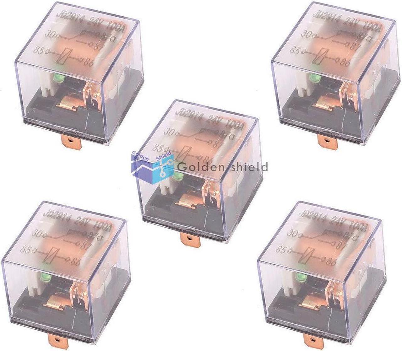 5 Pcs JD2914 5 Pin SPDT Power Electromagnetic Relay w LED Light 24V 100AKd