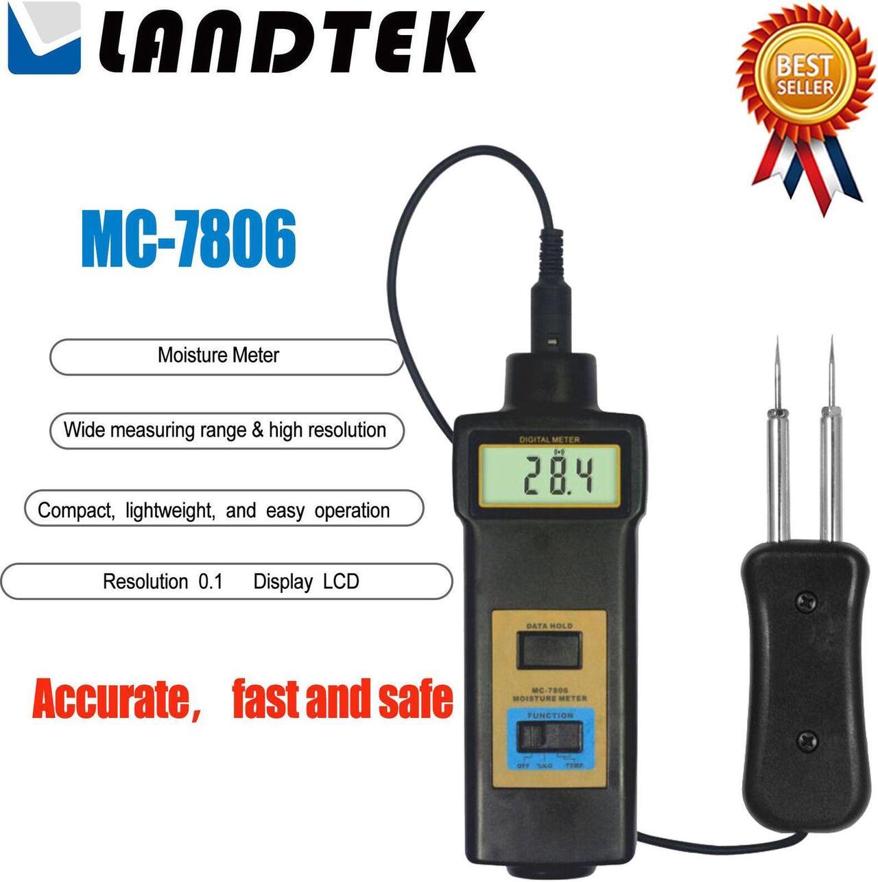 LANDTEK MC-7806 Moisture Temperature Meter Tester Type Wood Tobacco Test KD