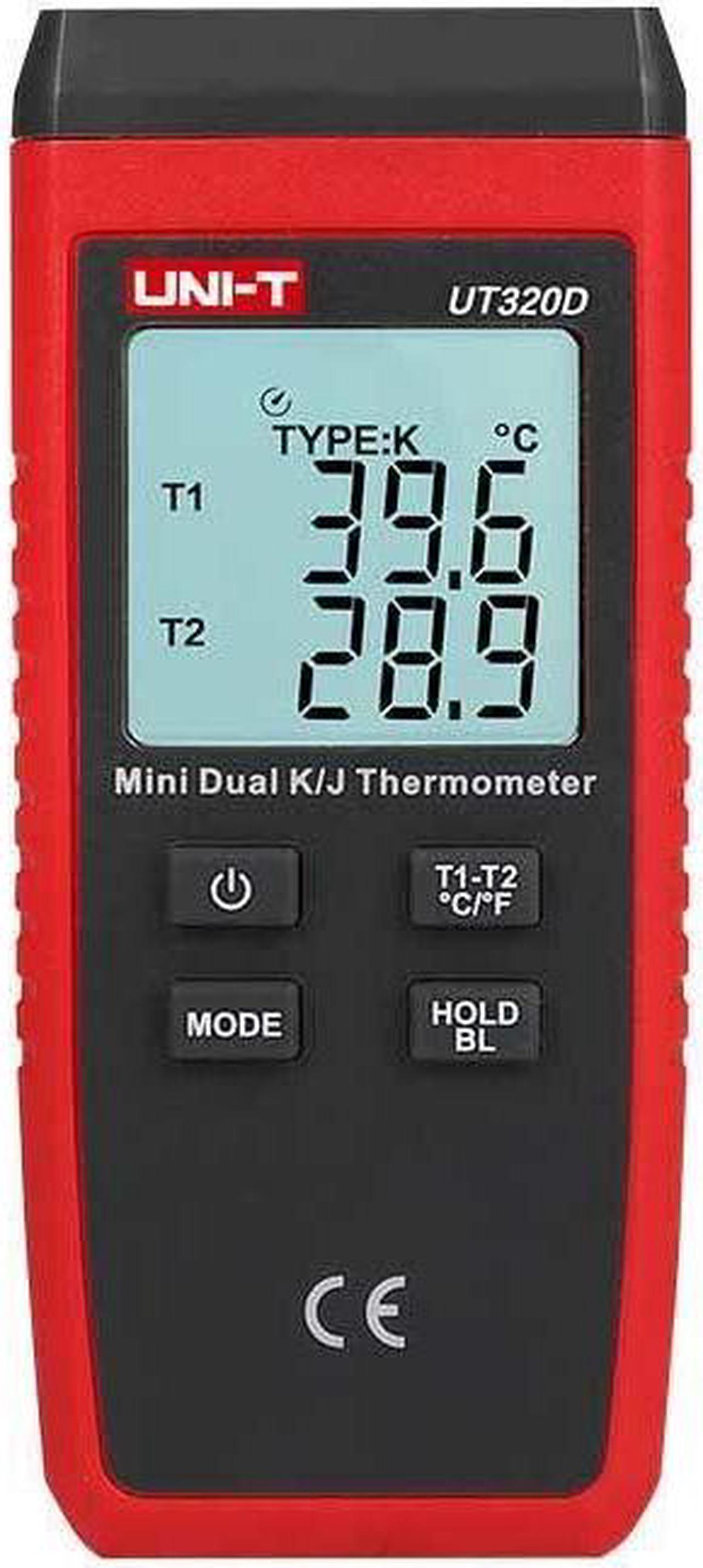 UNIT UT320D Mini Contact Type Thermometer LCD Backlight K/J Thermocouple ProbeK