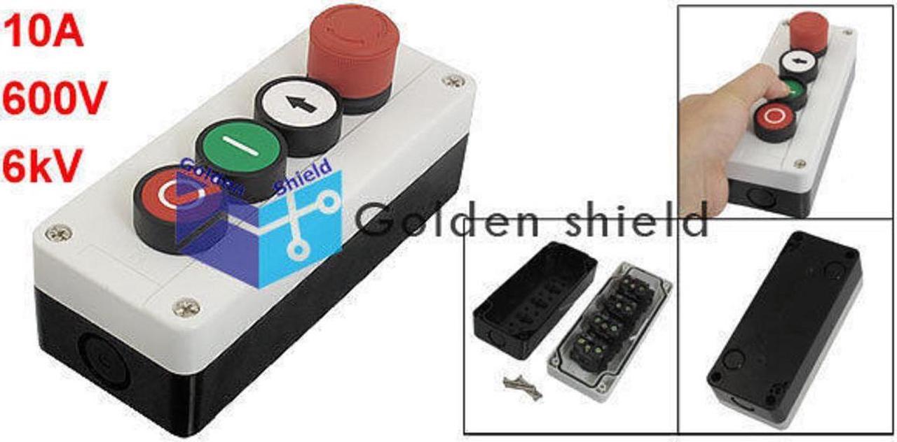 Emergency Stop Momentary NC Red NO White Green Push Button Switch Station IthKd