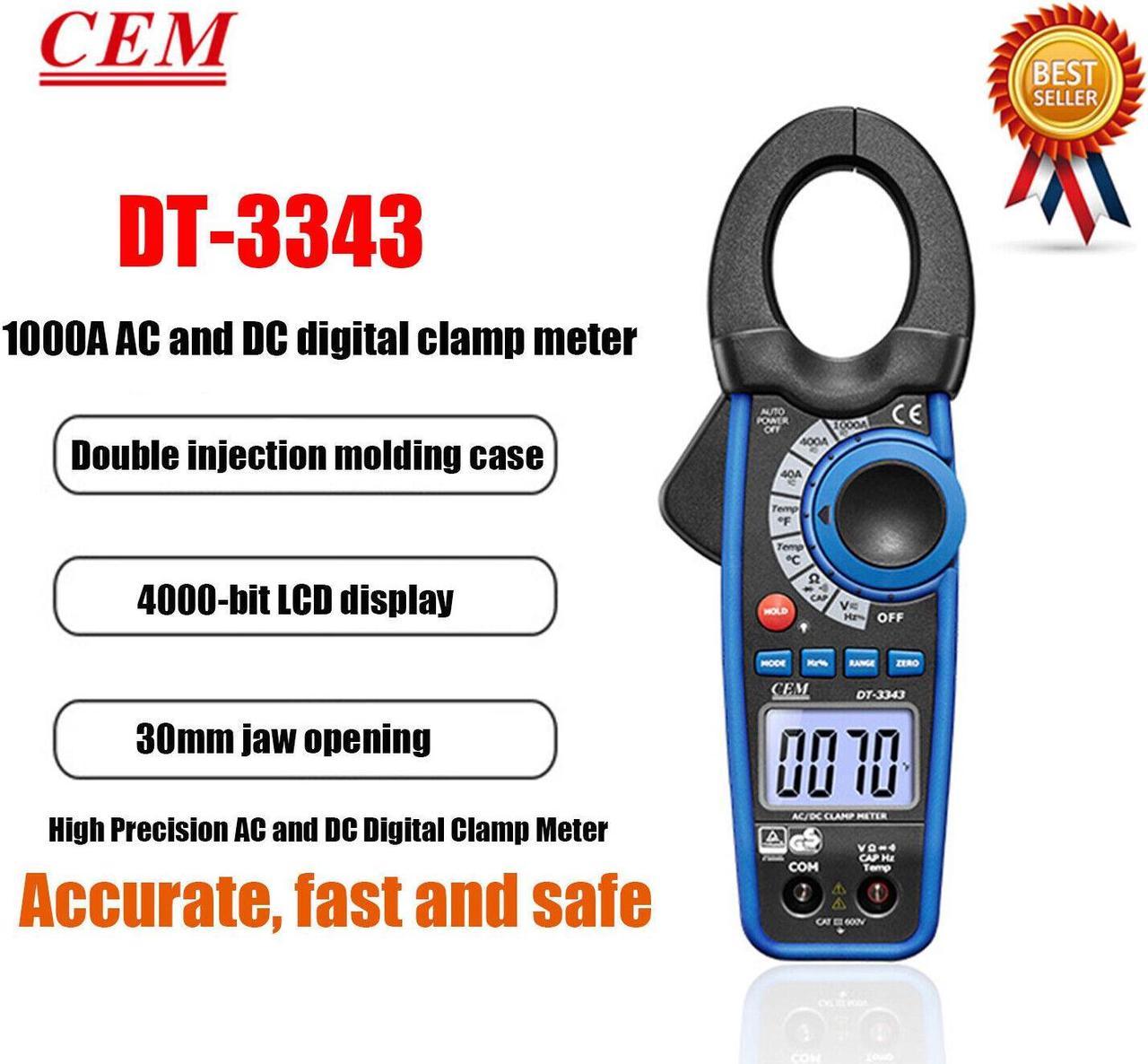 CEM DT-3343 1000A AC/DC Digital Clamp Meters Data Hold Function Auto Power OffK