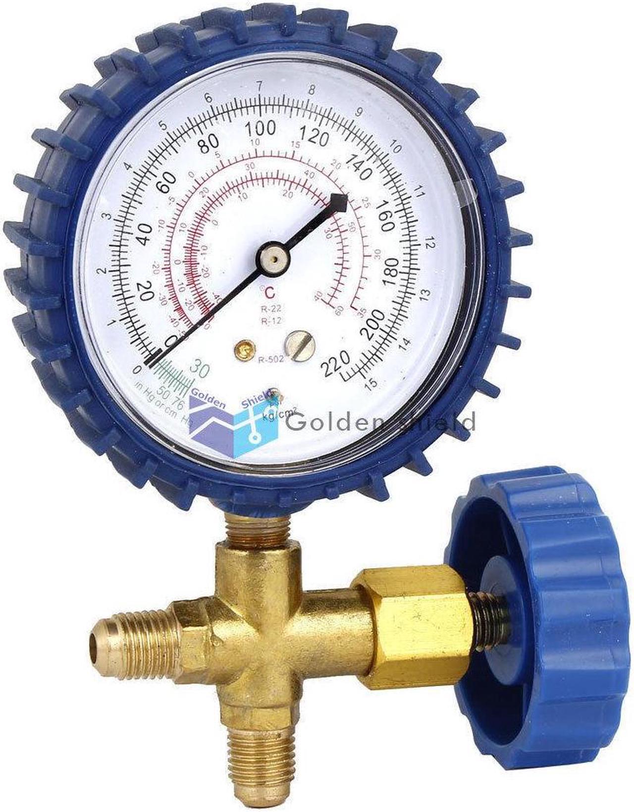 CT-466 Air Conditioner Blue3Way Valve 1/4"NPT Thread Single Manifold Gauge220Kd