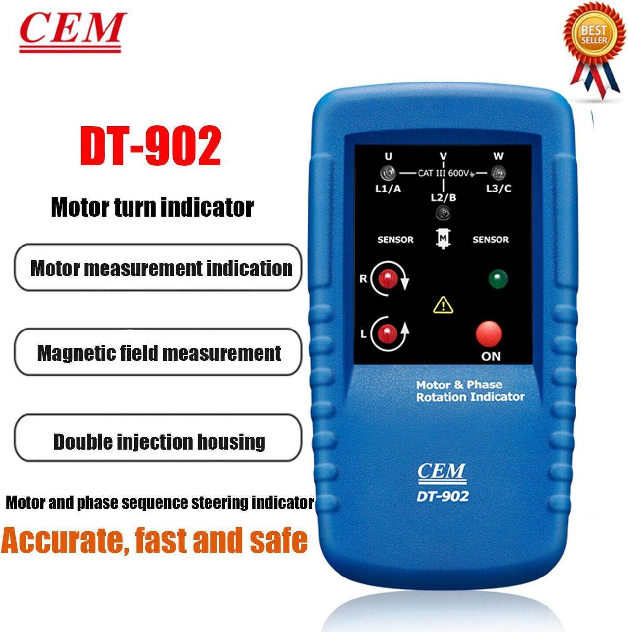 CEM DT-902 Motor and Three 3 Phase Rotation Indicator Tester 1~400V AC KD