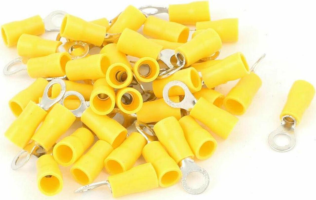 40 Pcs Insulated Ring Crimp Electric Cable Terminals Connector AWG16-14YellowKD