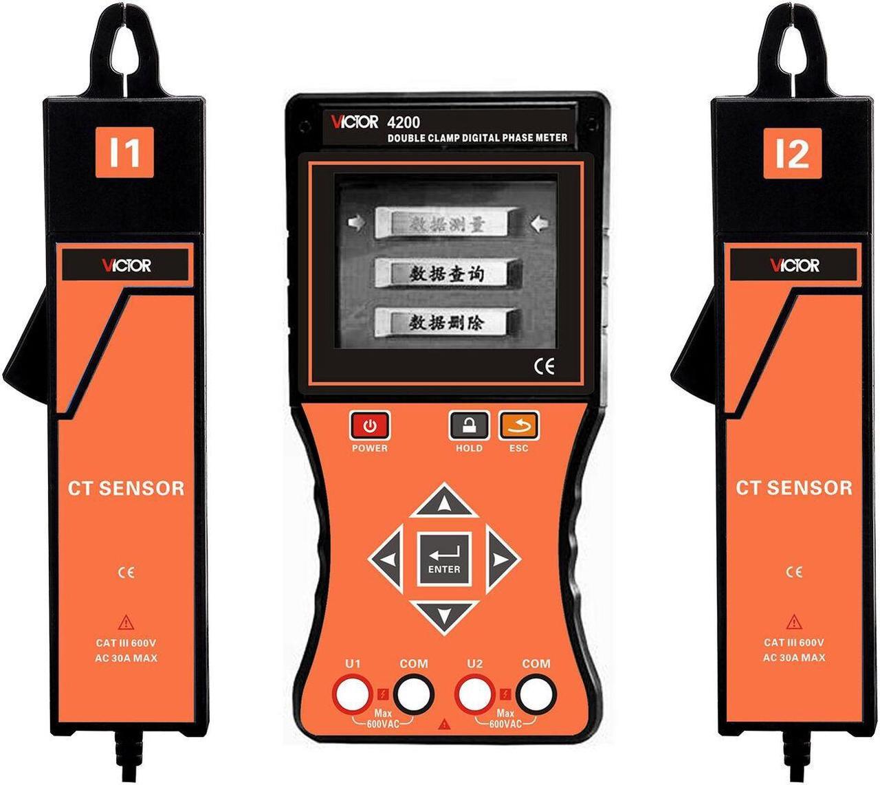 VICTOR 4200 Intelligent Double Clamps Digital Phase Volt-Ampere Meter KD