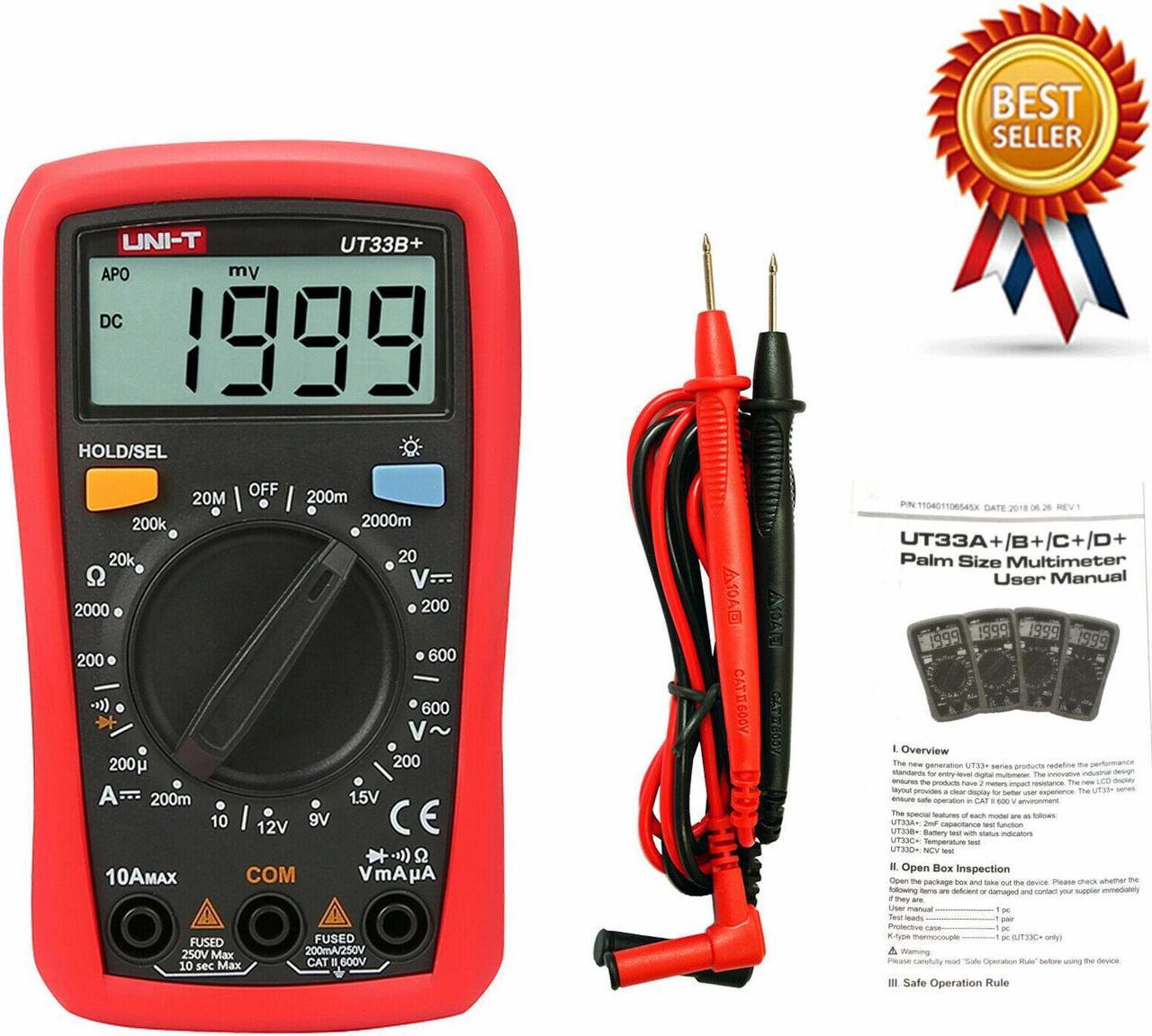 UNI-T UT33B+ Digital Multimeter LCD Palm Size DC/AC Ohm Current Resistance Kd