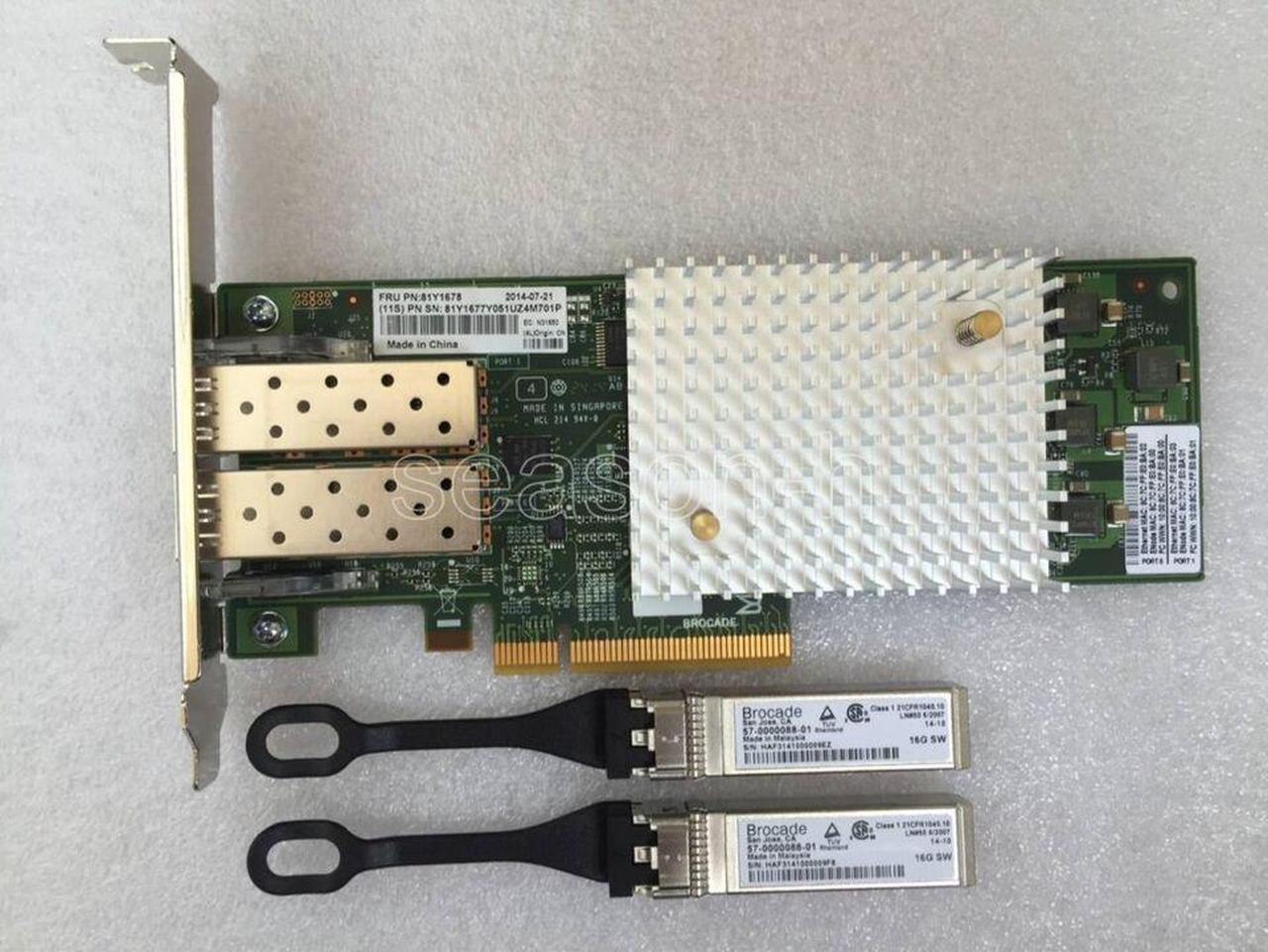 QLOGIC Brocade BR-1860-2F 2-Port 16Gb HBA Fibre With 2pcs SFP Transceiver