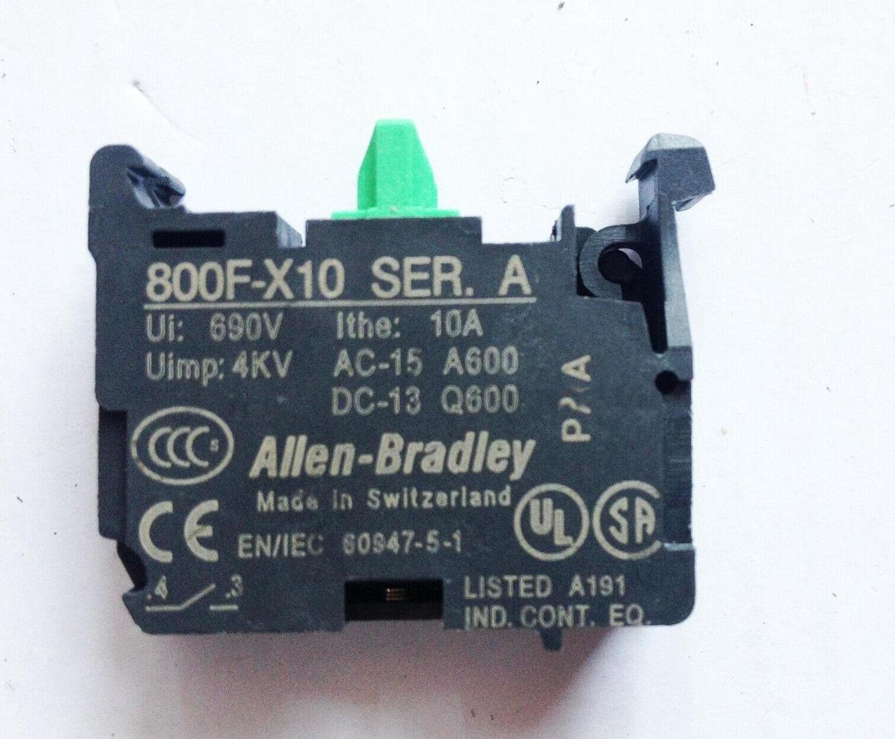 Allen-Bradley 800F-X10 Electrical Push button,N/O Contact Block Quad connect K