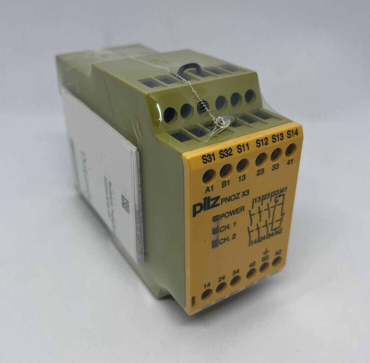 New Pilz PNOZ X3 774318 230VAC 24VDC 3N/O 1N/C 1SO Safety Relay