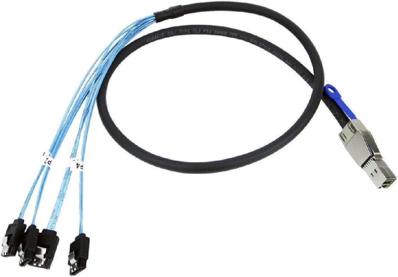 Mini External SAS HD SFF-8644 to 4 X SATA Cable 1 Meter Mini SAS to Sata Cable