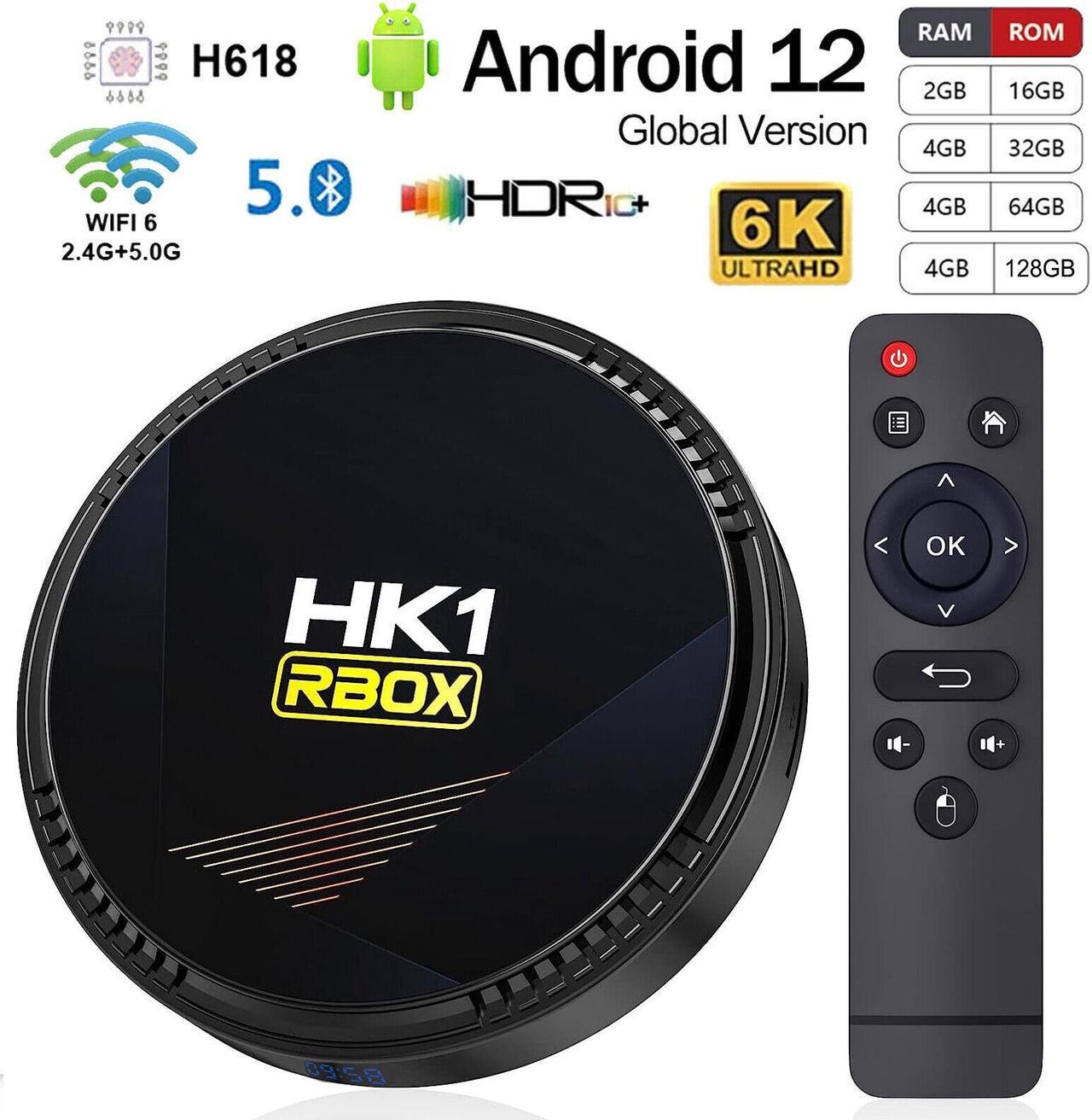 HK1 RBOX H8 Android 12.0 TV BOX Quad Core 6K 5G WIFI Media Streamer Player S6R0