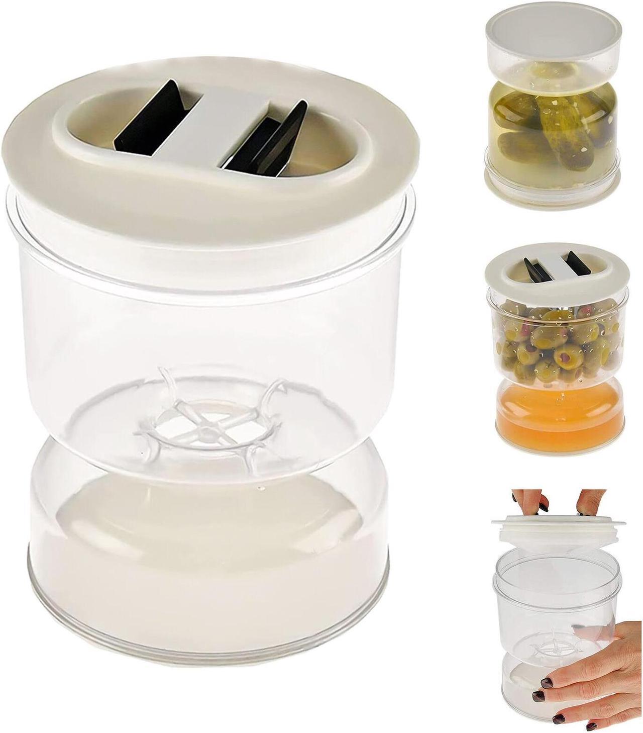 Hourglass Pickle Juice Separator Jar Container with Airtight Lid for Olives V6J3