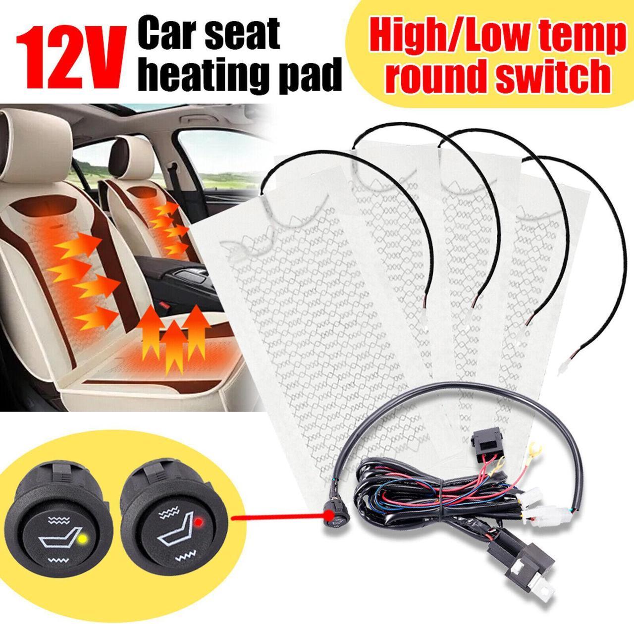 Universal Round Switch Seat Heater,Heated Seat Kit,4 Pads For 2 Seats 12V J9J3