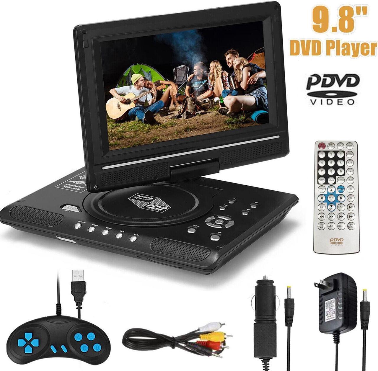 9.8"Portable DVD Player HD TV Player 16:9 LCD Widescreen Card Reader Player I6E4