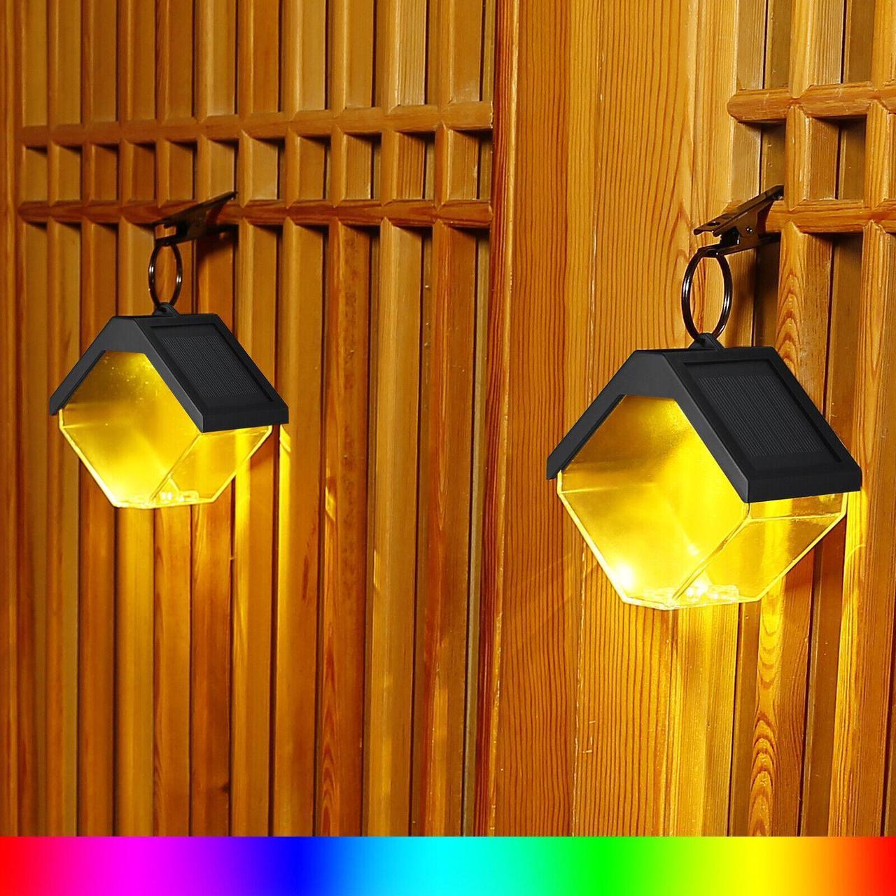 2Pcs Solar Crystal Stone Hanging Light Solar Sensor Glass Night Lamp IP65 B7G2