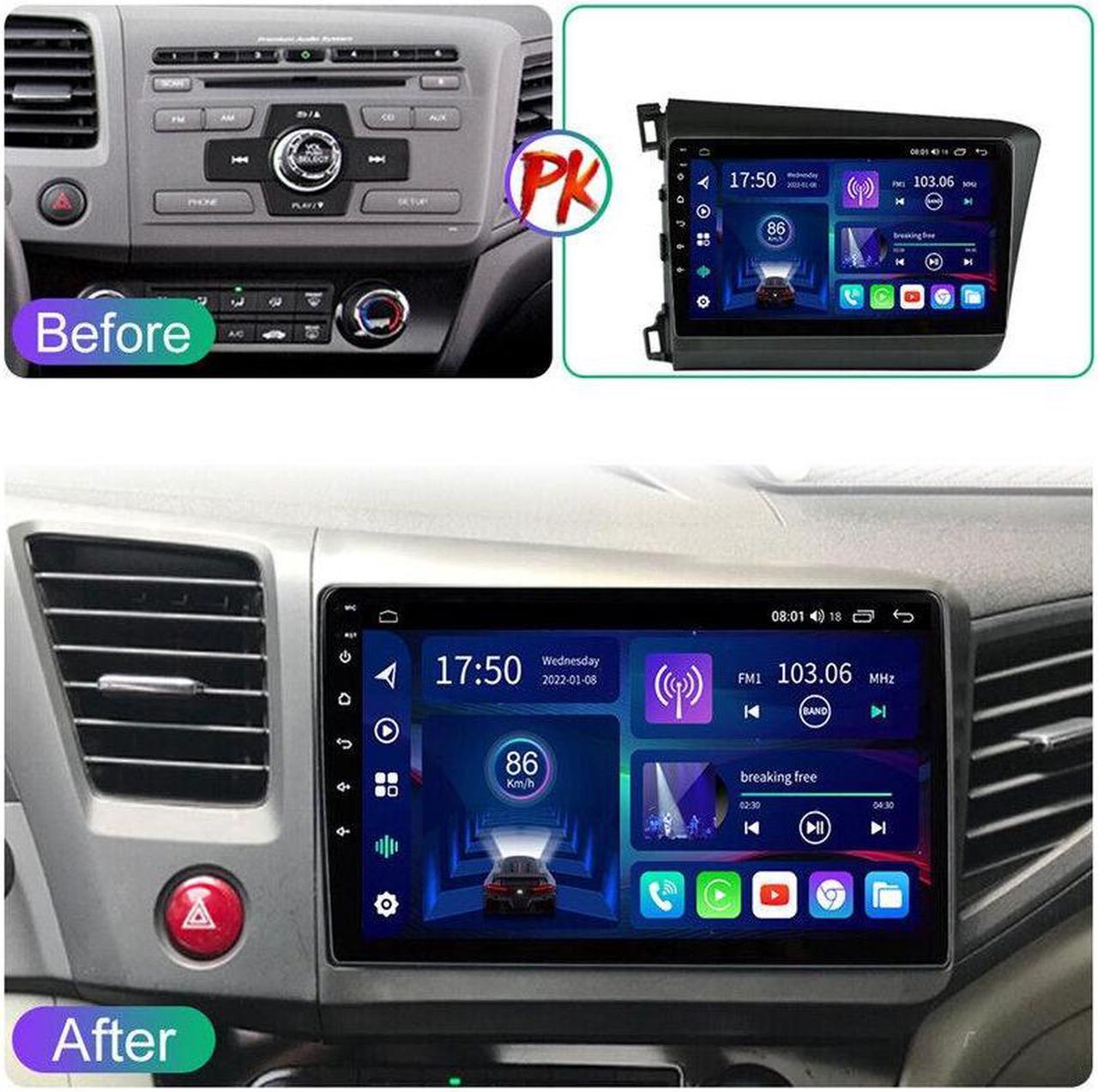 9 Wifi Android GPS Radio Multimedia Car Video Player Navigation For 12-15 Civic