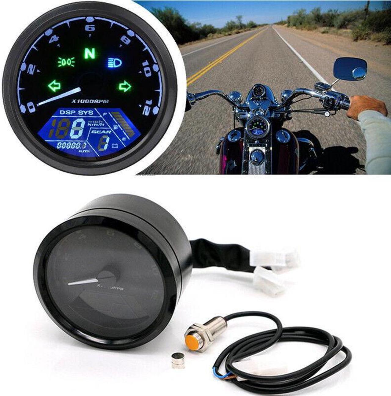 LCD Digital Universal Motorcycle Odometer Speedometer Tachometer 12000RPM Gauge