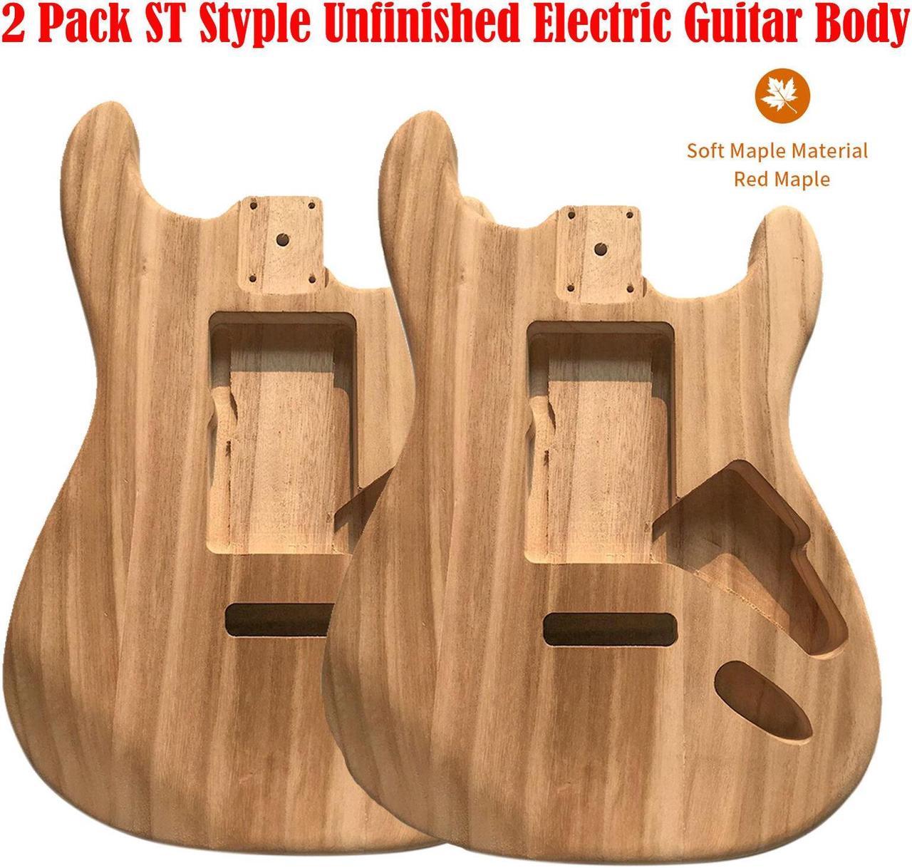 2PCS Unfinished DIY Maple Guitar Body Barrel for ST Style Electric Guitar Y5C4