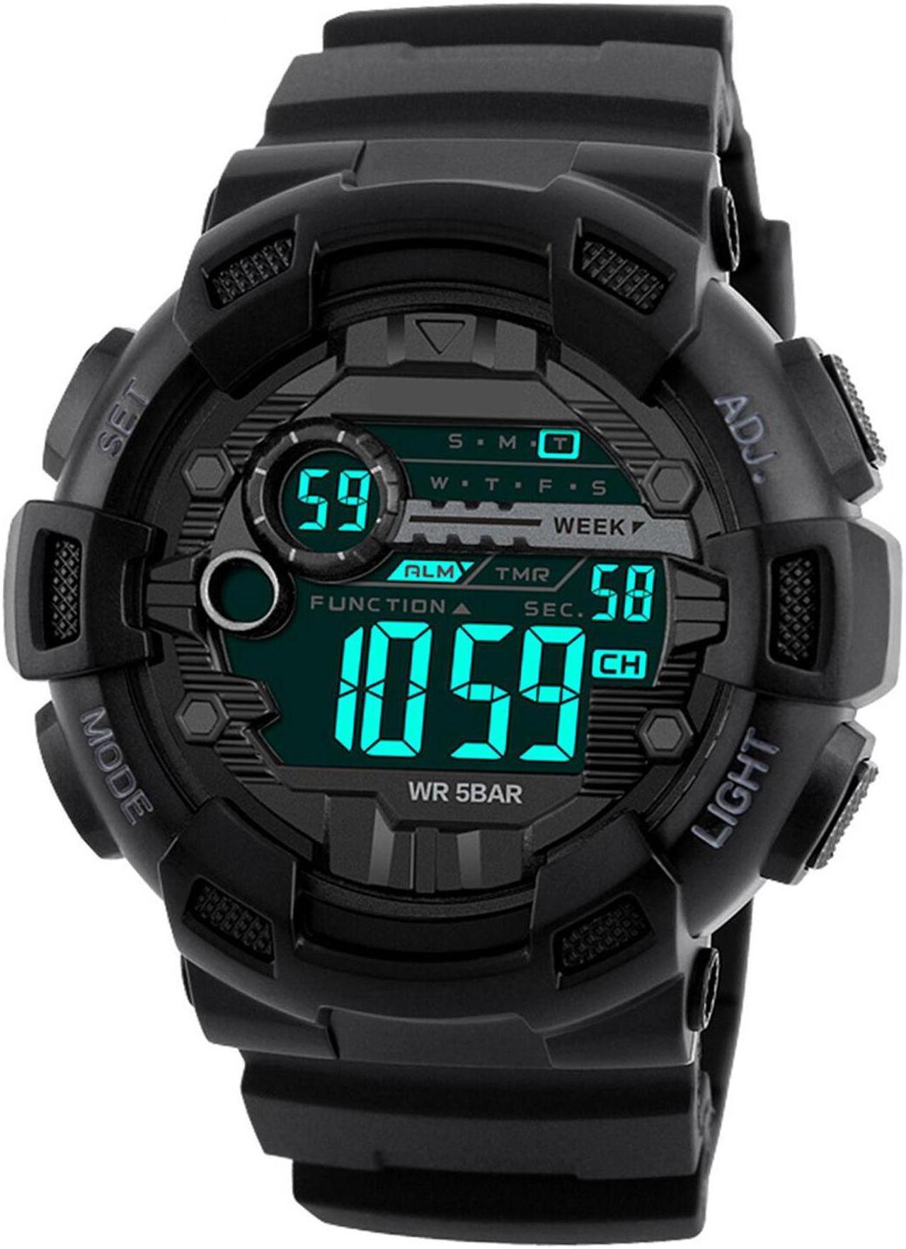 Men's Sport Digital Watch For Men PU Electronic Wristwatch H1I4