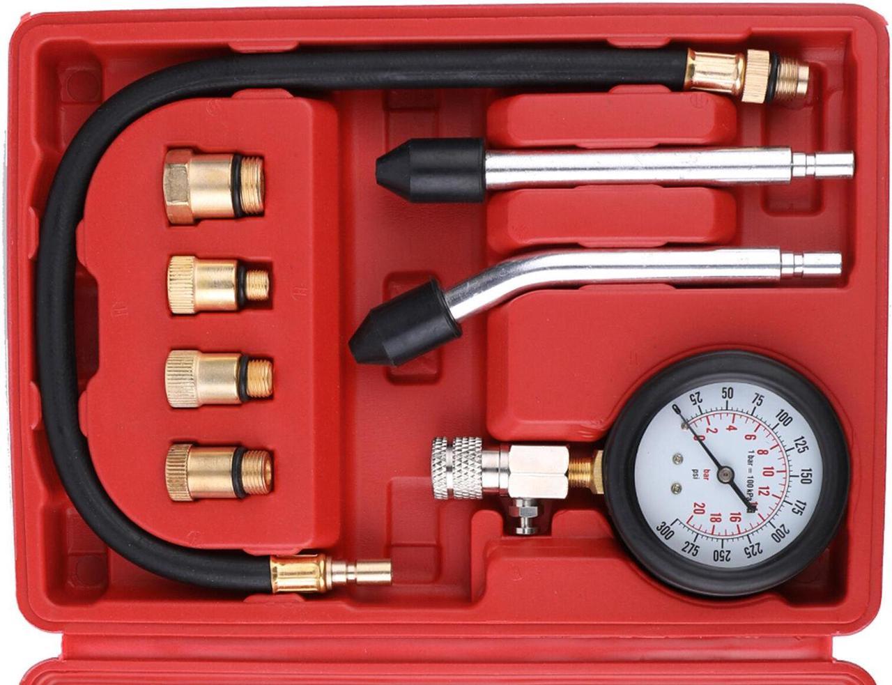 8pcs Petrol Engine Cylinder Compression Tester Kit Pressure Gauge Tool USA L8V6