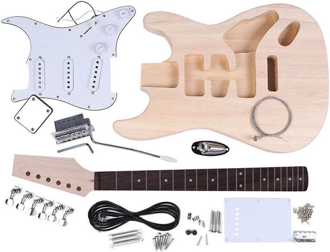 DIY ST Electric Guitar Kit Basswood Body Maple Neck Rosewood Fingerboard B0Y2