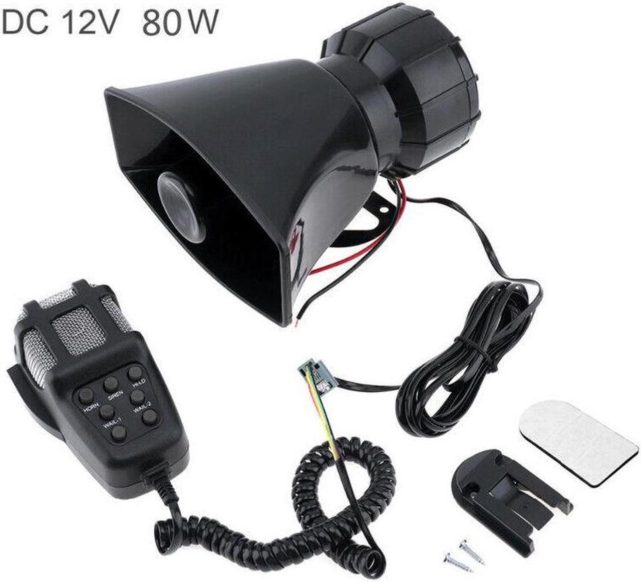 Car 7 Sound Microphone 80W Electric Alarm Air Horn Siren Speaker Tone Super Loud