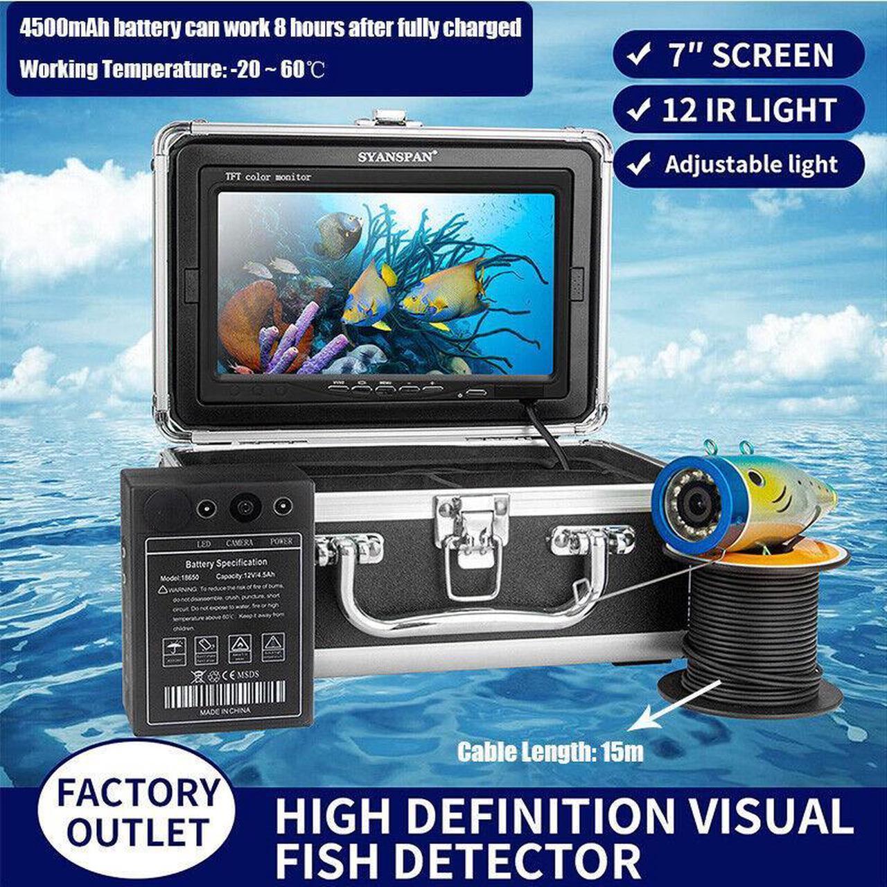 SYANSPAN 7'' Underwater Fishing Camera LCD Color Monitor for Ice Kayak Fishing