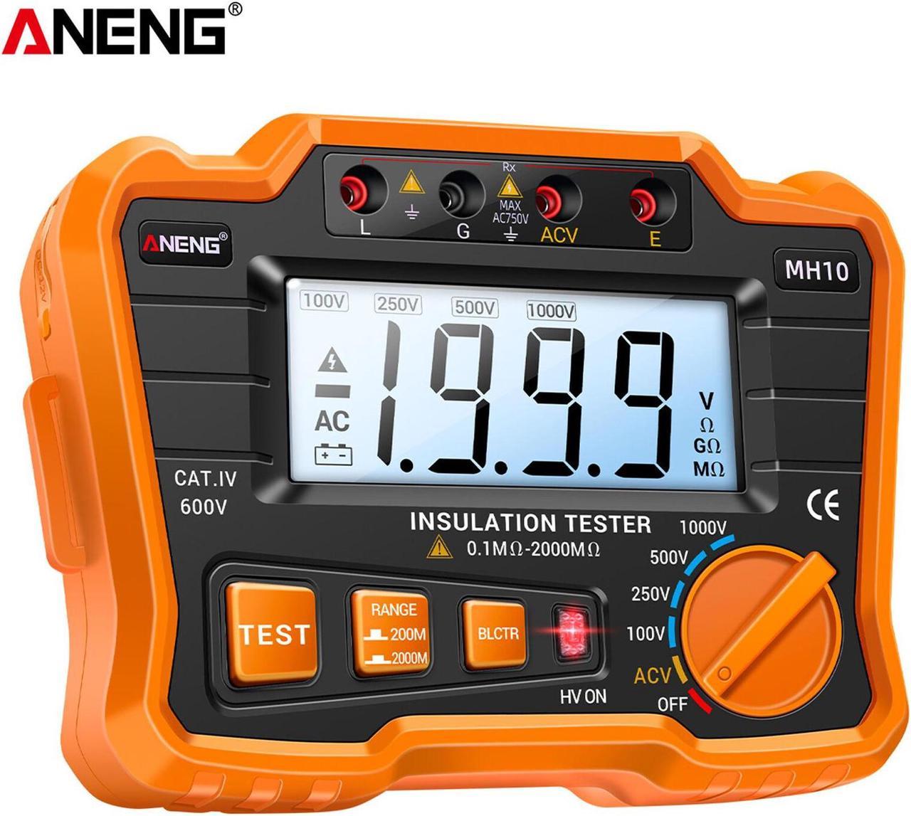 MH10 Digital Insulation Resistance Tester 0.1M-2000M LCD Backlit P7Y5