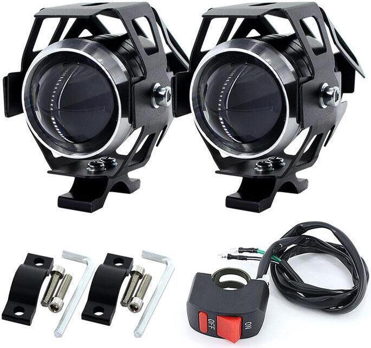 2PCS White Motorcycle Headlight Auxiliary Lamp LED Spotlight DRL Spot Head Light