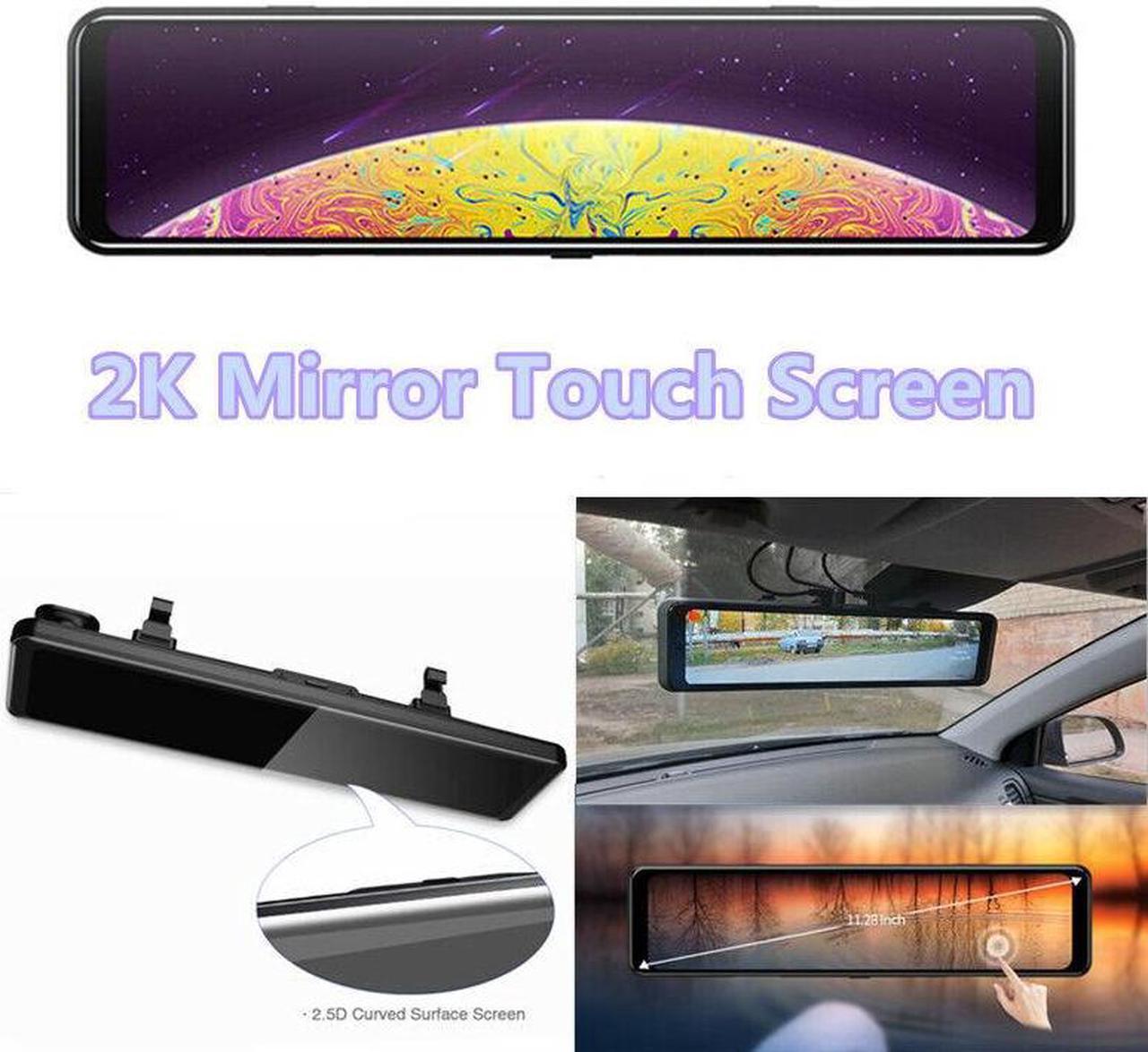 12in 2K Car Mirror Touch Screen Stream Media Dual Lens Video Recorder Rearview