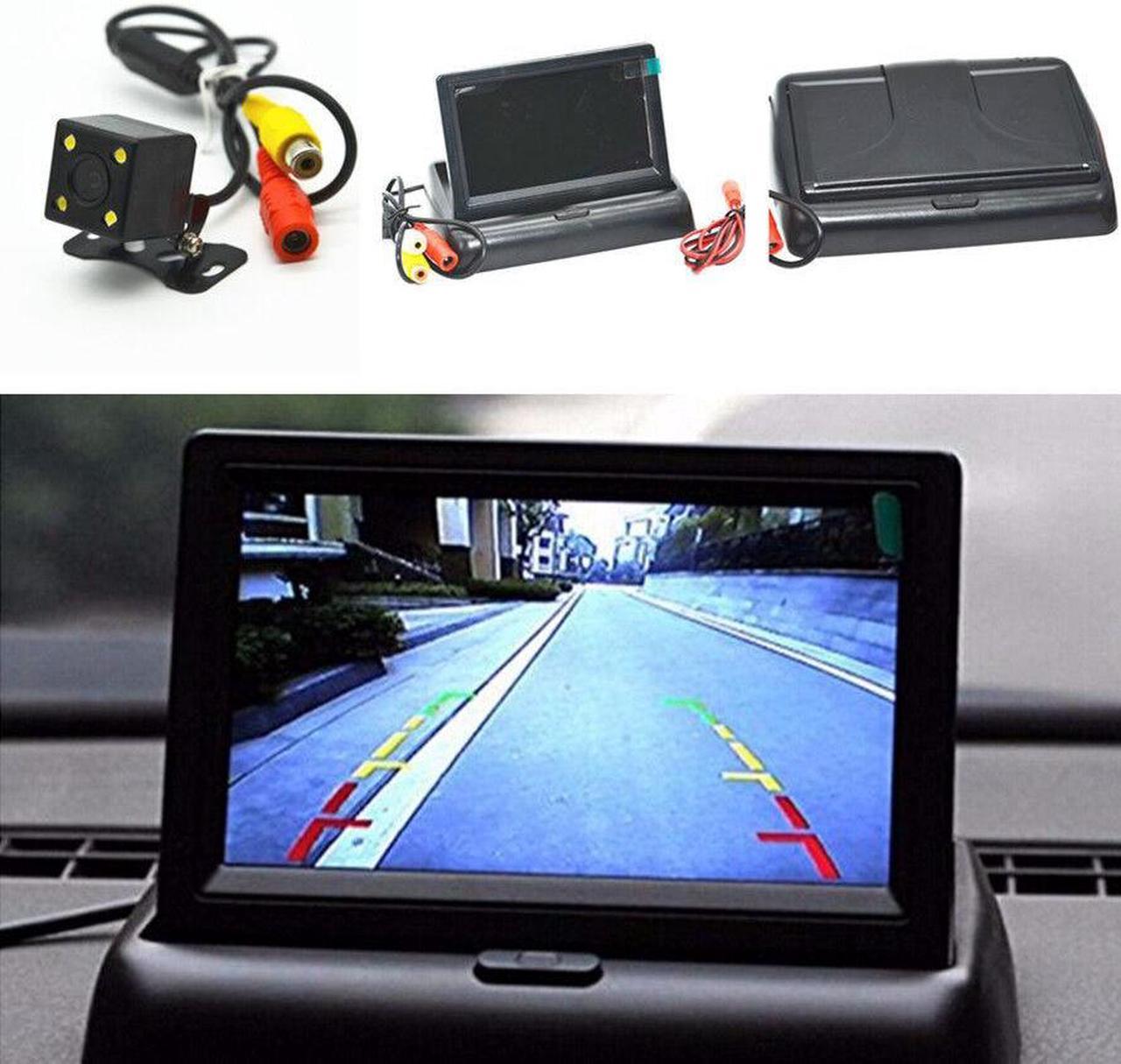 Car Rear View Night USE 4LED Camera 4.3" LCD Foldable Display Monitor