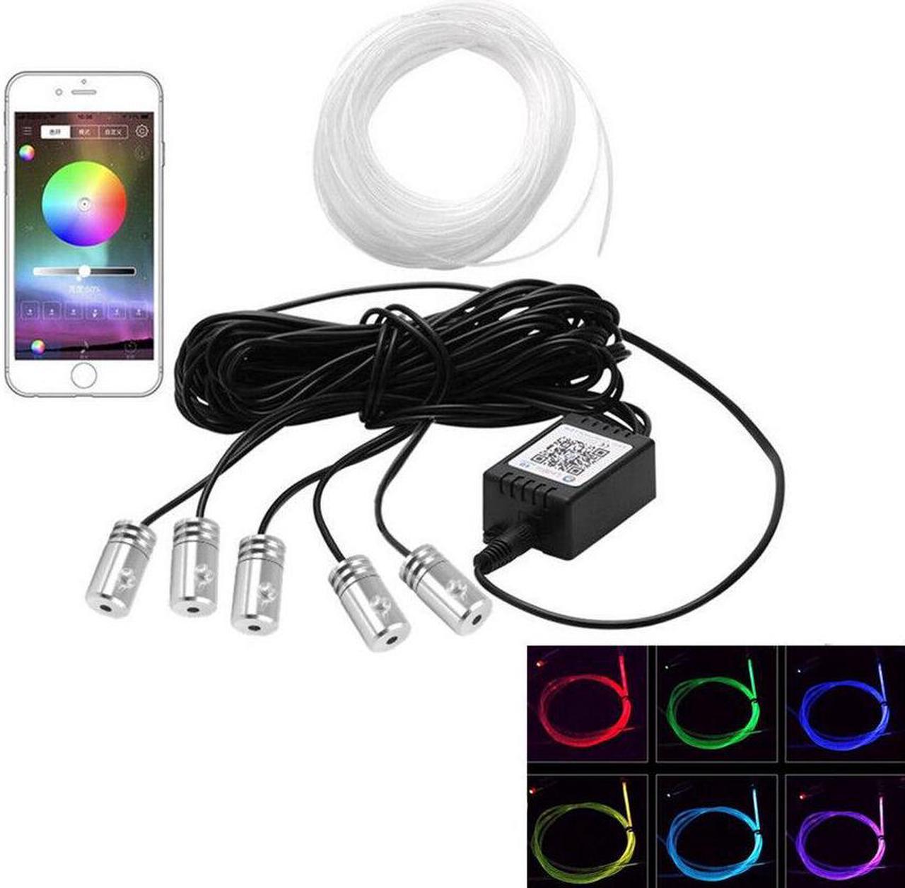 6M RGB EL Light LED Car Interior Neon Strip Light Sound Bluetooth Phone Control