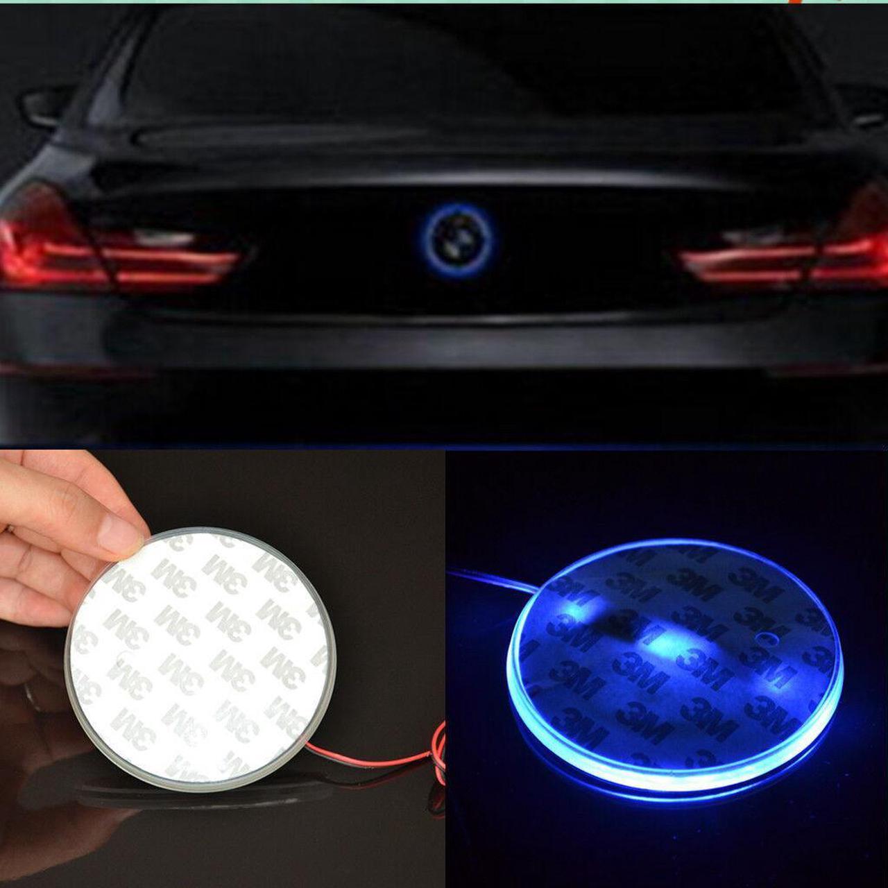 Blue 82mm Badge Background LED Light Emblem Logo sticker For 3 5 7 X Series