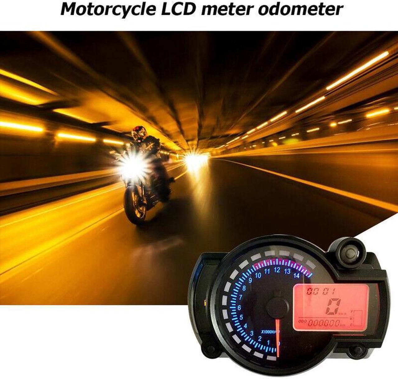 Motorcycle Speedometer 7 Colors LCD Digital Odometer Dashboard Carburetor Meter