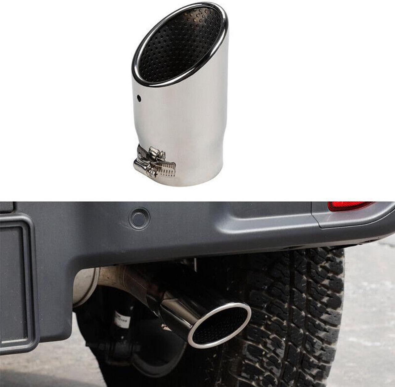 1x Car Chrome Silver 87mm Mufflers Rear Tail Exhause Pipe Steel Exhaust Tip Tube