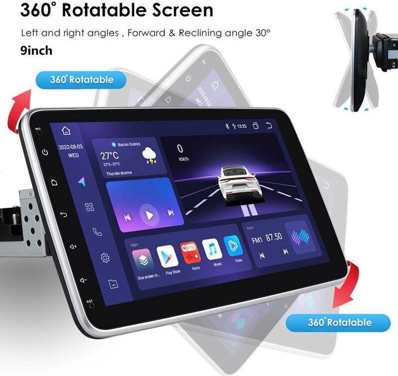 9in Android 9.1 Car Multimedia Rotatable Touch Screen Removable GPS Navi playerbfkk