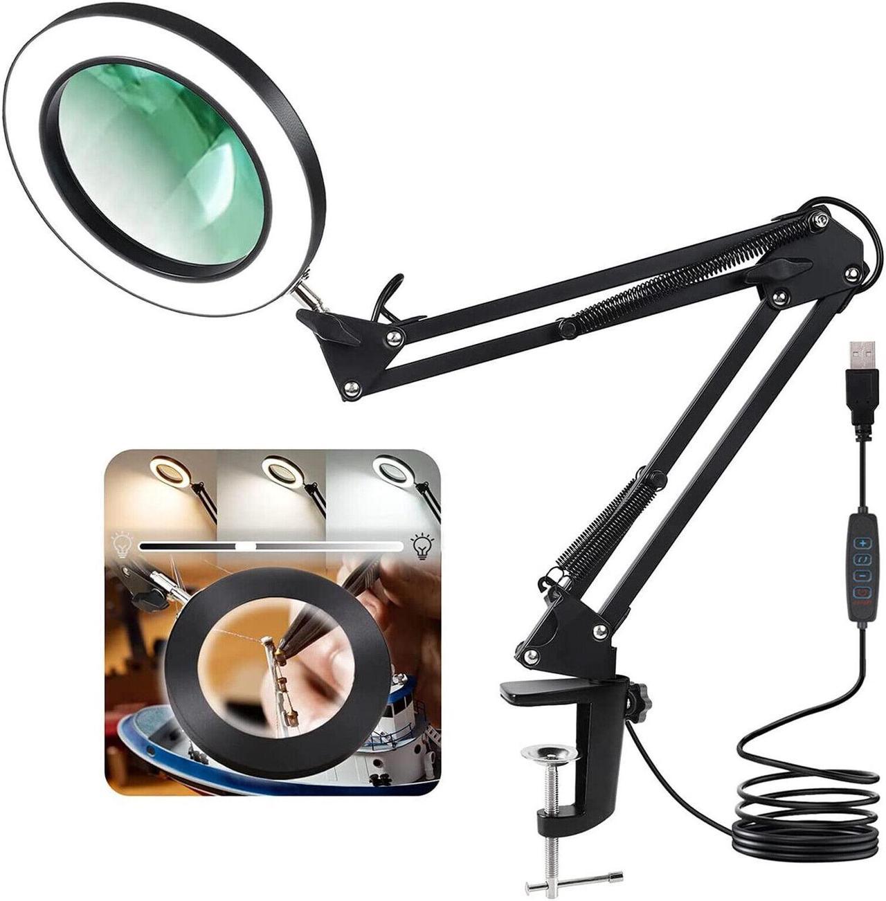 Magnifying Lamp Hands-Free Adjustable Arm Magnifier for Close Work/Reading Z7A0