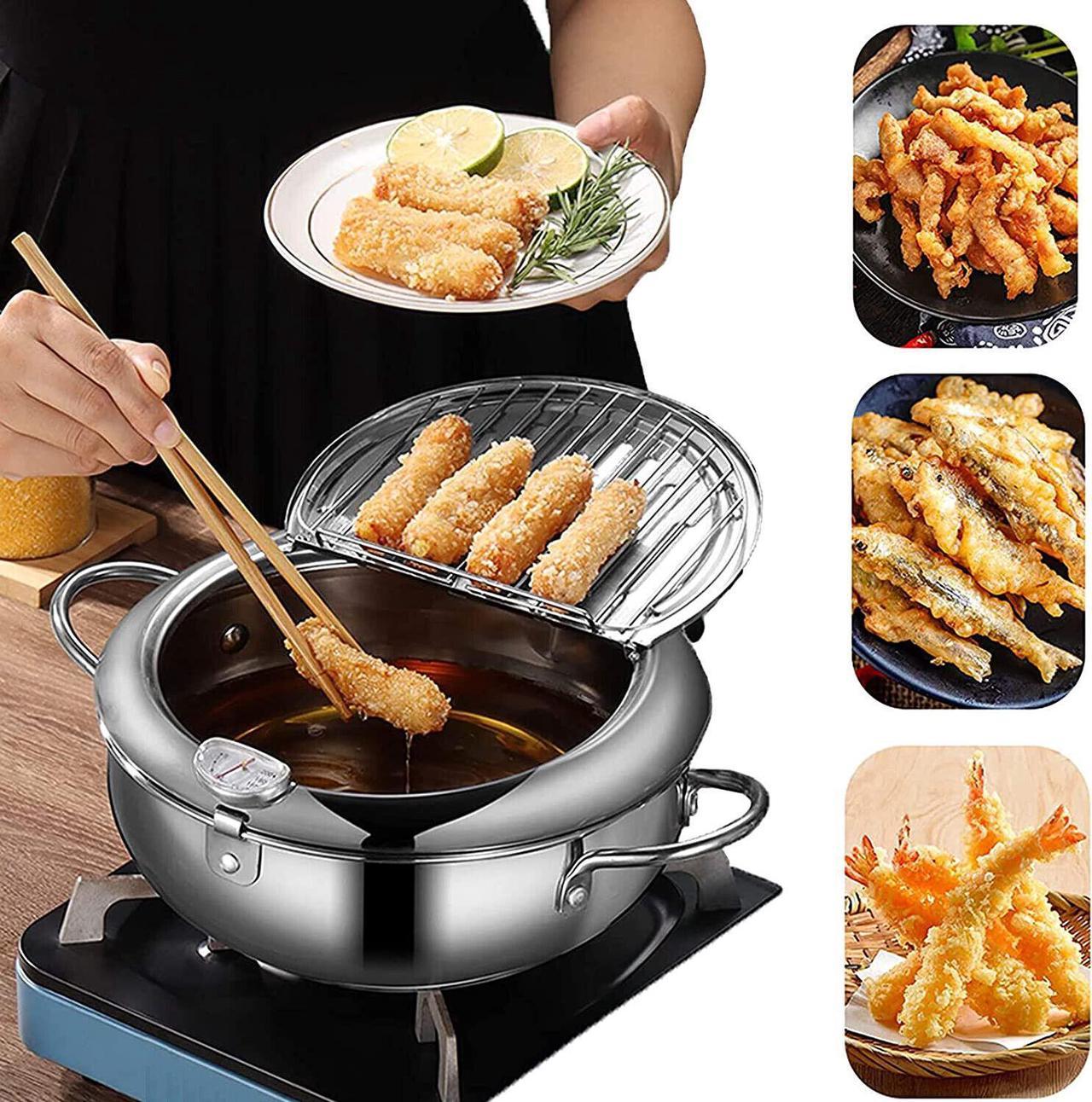 74oz Deep Frying Pot With Thermometer For French Fries Shrimp Chicken Wing P7K7