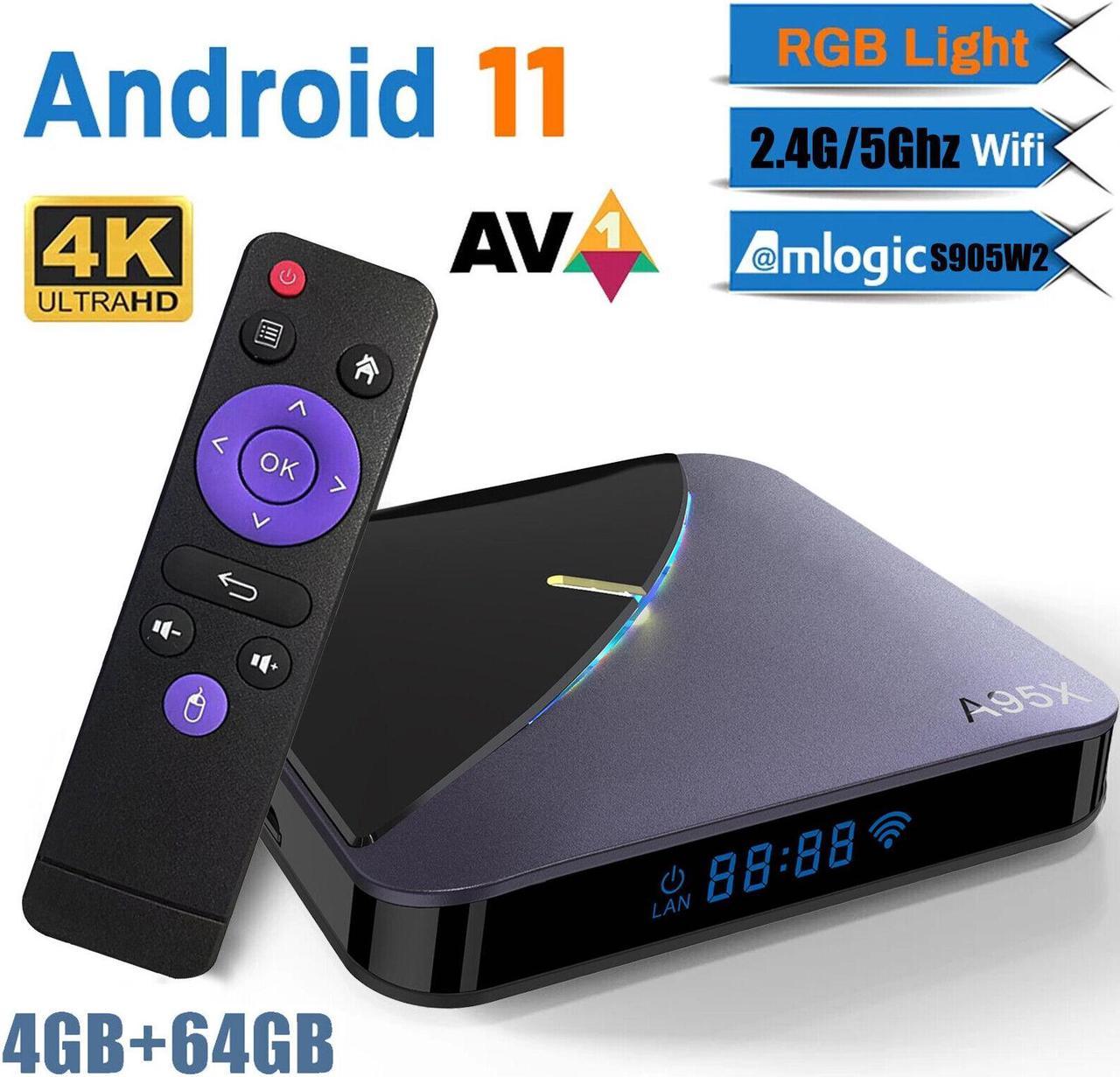 A95X Android 11.0 S905W2 TV Box Quad-Core 4K UHD 4GB/64GB WiFi Media Player C2N1