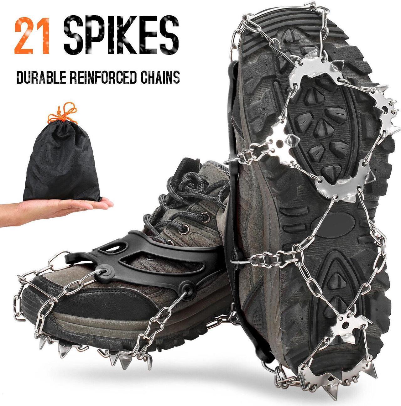 21 Teeth Crampons Anti Slip Ice Cleats Outdoor Ski Snow Spikes Device Q0Q0