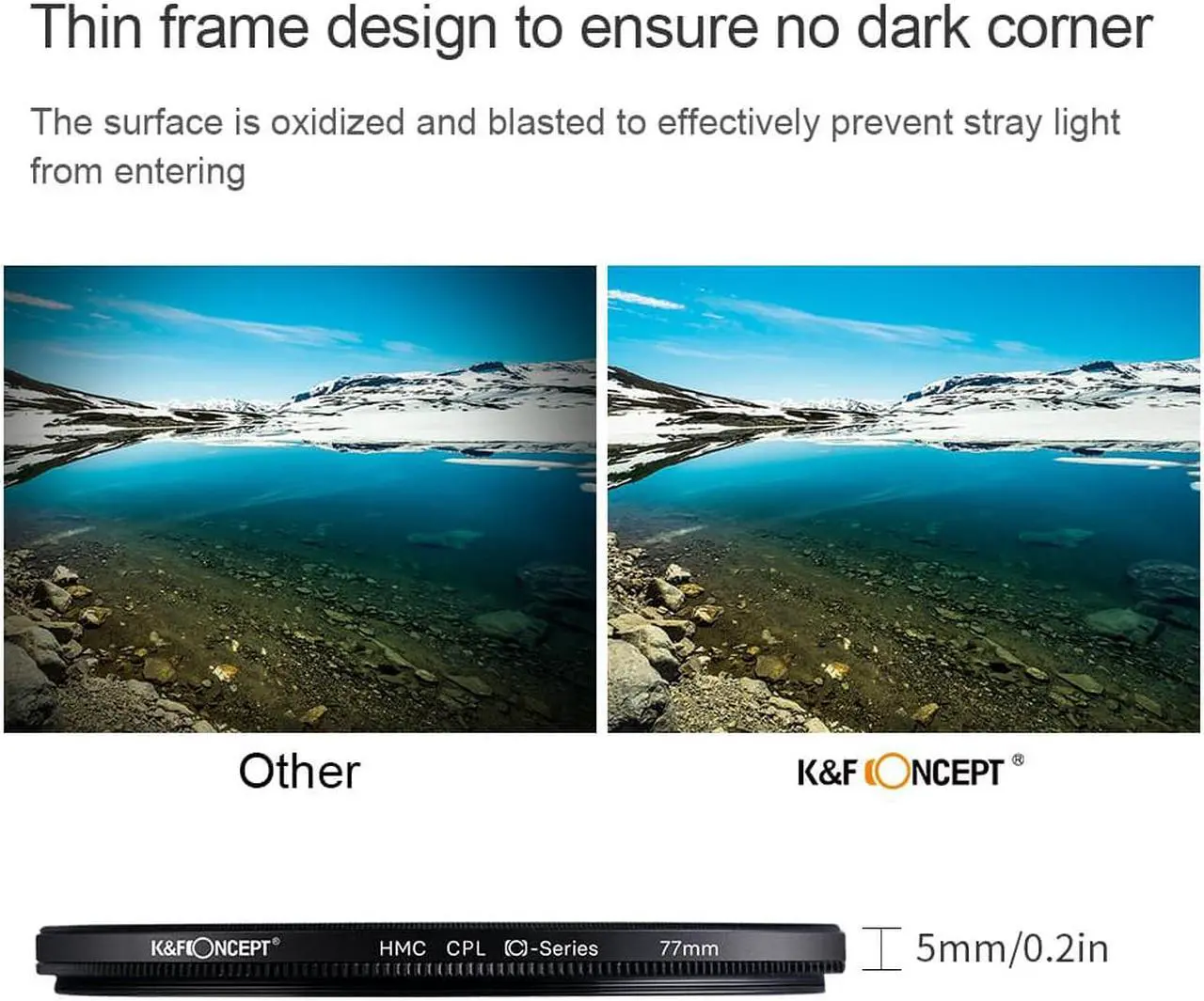 Alt view image 4 of 7 - K&F Concept 58MM CPL Digital Filter Multi-Coated Circular Polarising Ultra Slim Screw In Filter MC Polarised Anti-Scratch Anti-Dust Waterproof Compatible With Canon Nikon Sony All DSLR Camera