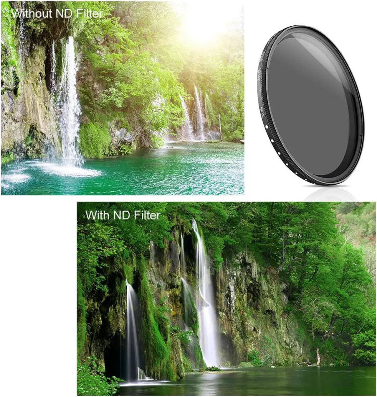 Alt view image 4 of 14 - K&F Concept ND Filter Variable ND2-400 ND Neutral Density Fader Adjustable ND2 ND4 ND8 ND16 ND32 to ND400 Lens Filter for Camera Lenses (77MM)