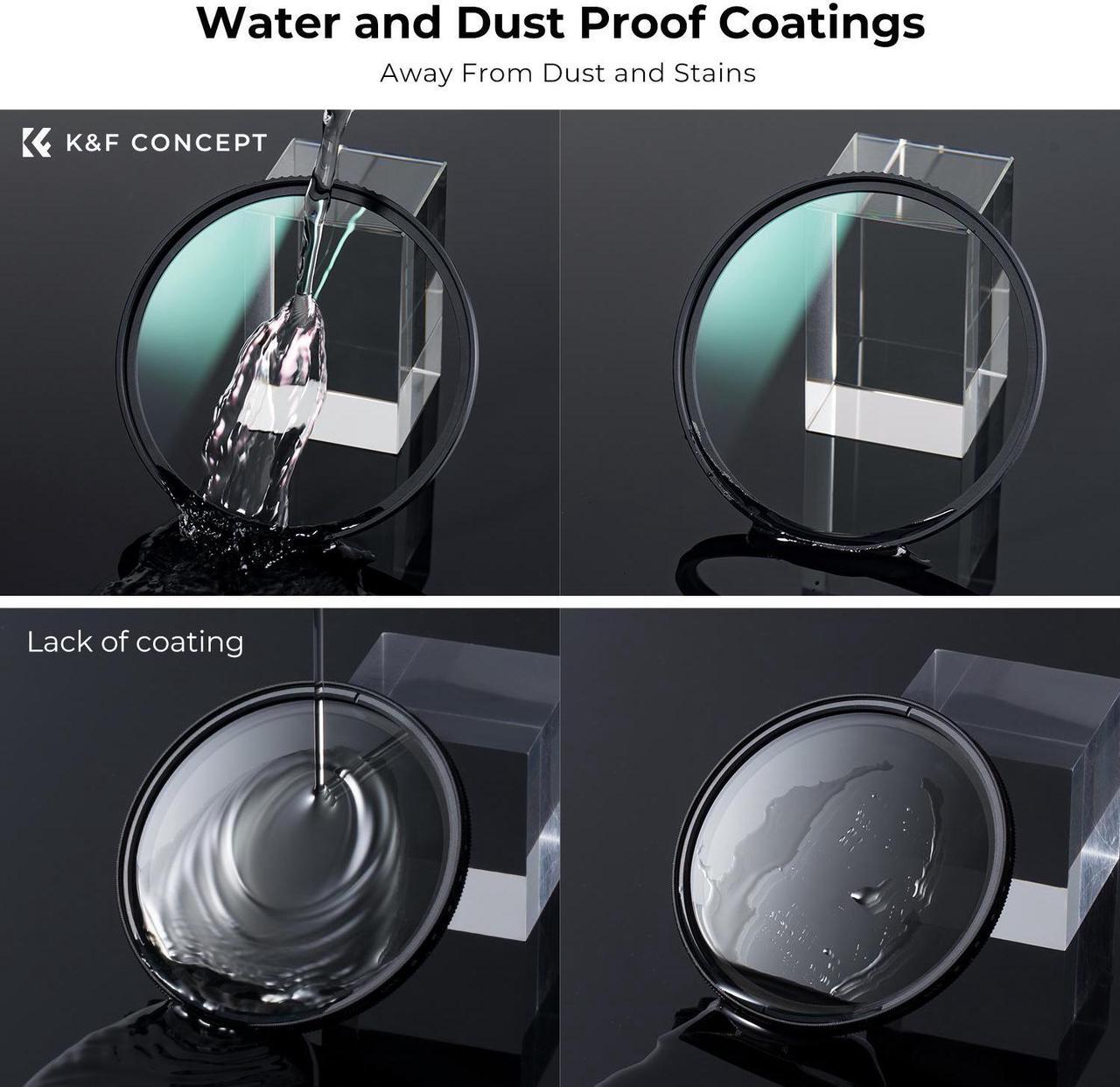 Alt view image 6 of 7 - K&F Concept 58mm MC UV Protection Filter Shockproof Tempered Optical Glass with 28 Multi-Layer Coatings HD/Waterproof/Scratch Resistant for Camera Lens (Nano-X Series)