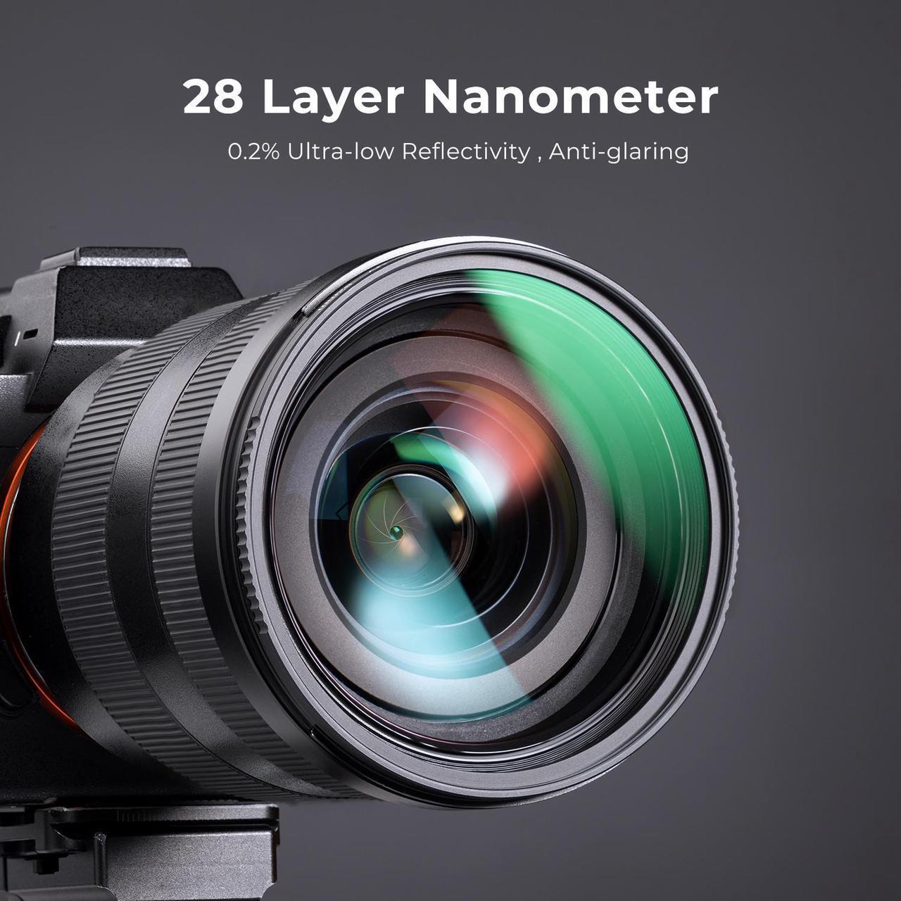 Alt view image 5 of 7 - K&F Concept 58mm MC UV Protection Filter Shockproof Tempered Optical Glass with 28 Multi-Layer Coatings HD/Waterproof/Scratch Resistant for Camera Lens (Nano-X Series)